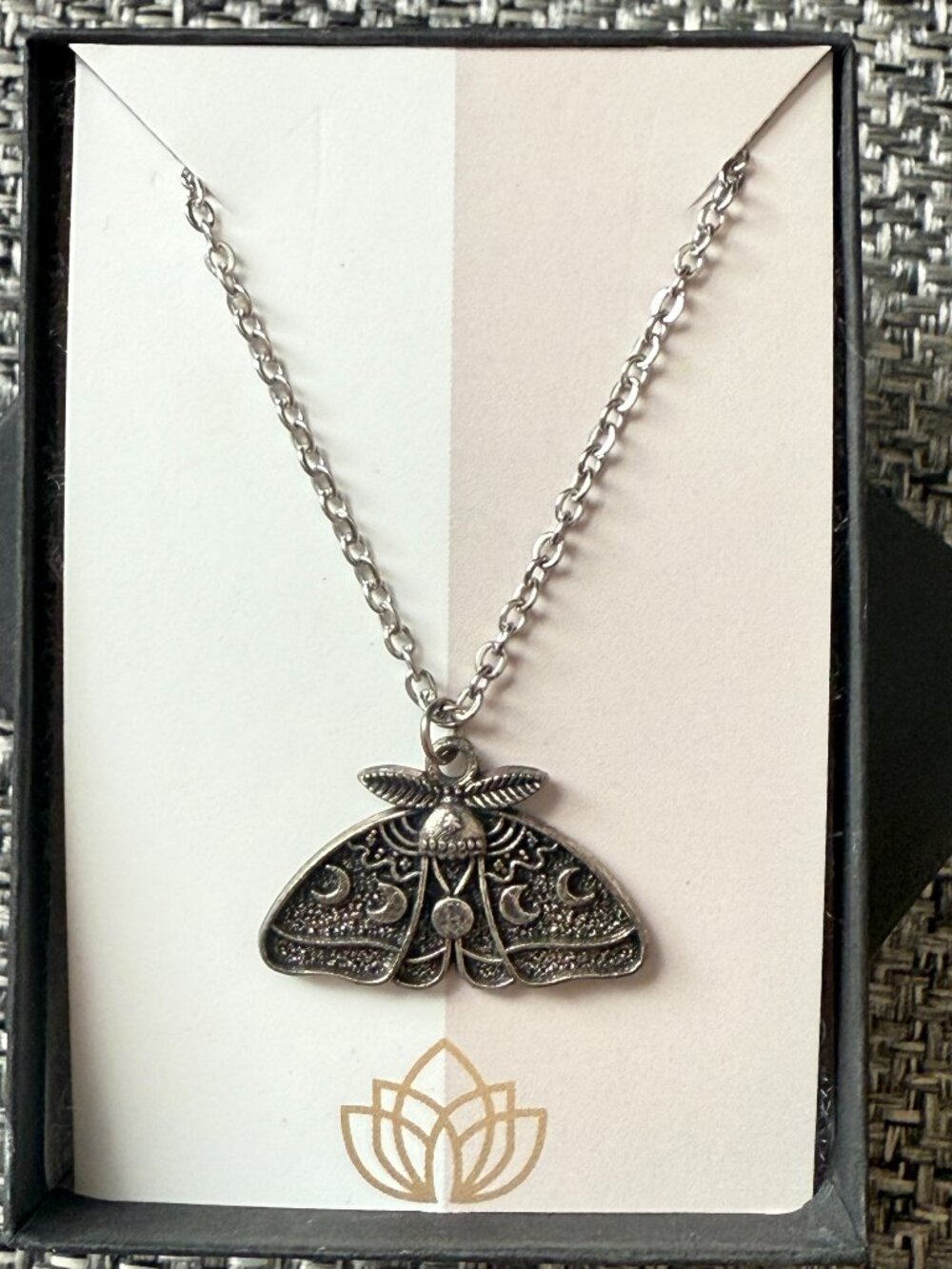 Luna Moth Moon Phase Pendant Necklace